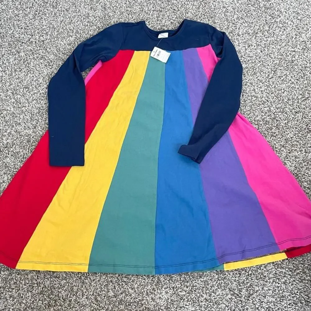 Size 12 / Girls Hanna Andersson Rainbow Dress (New)